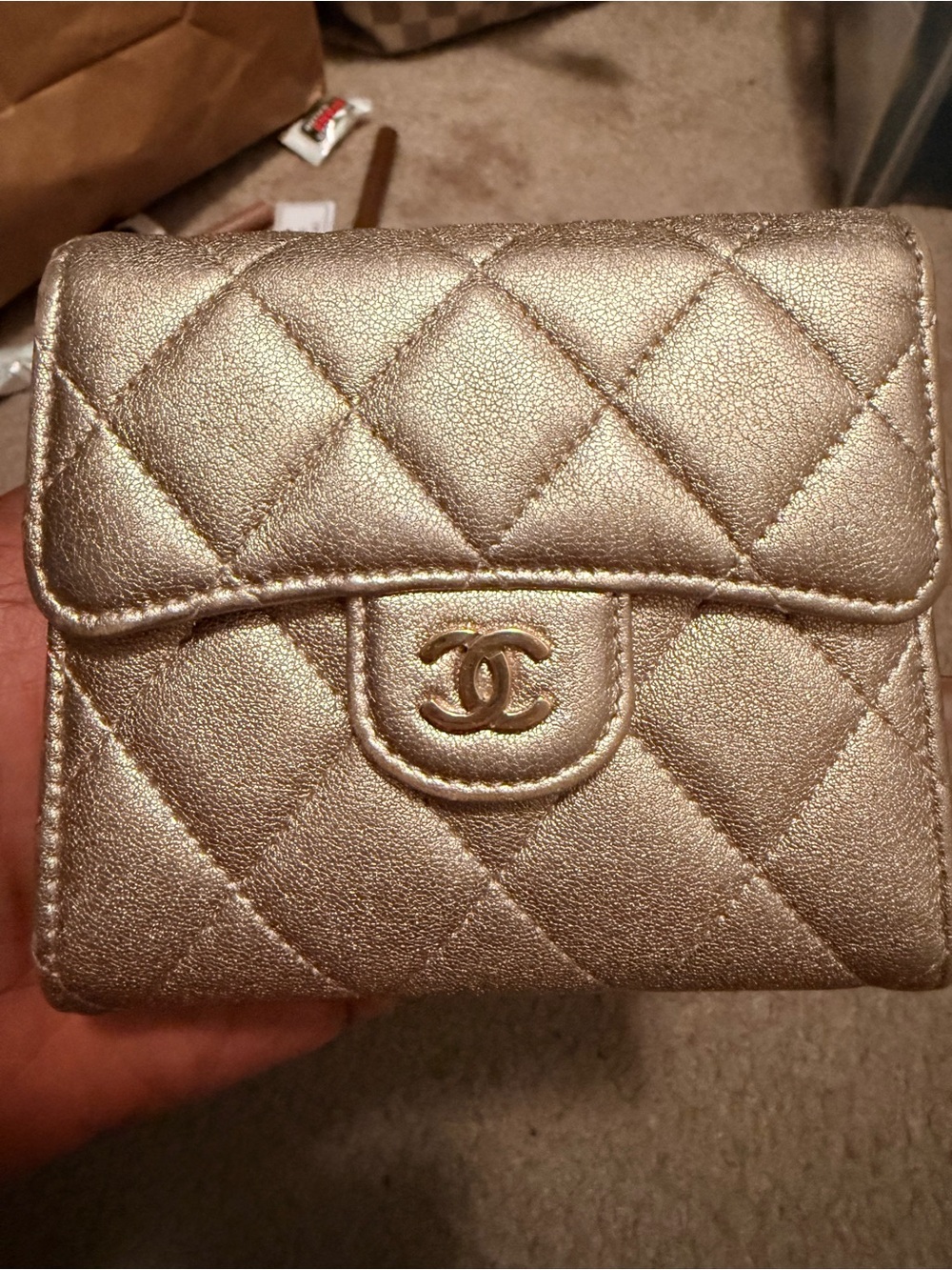 CHANEL Mini Quilted Leather Belt Bag in Beige with Gold Chain - Picture 2 of 4